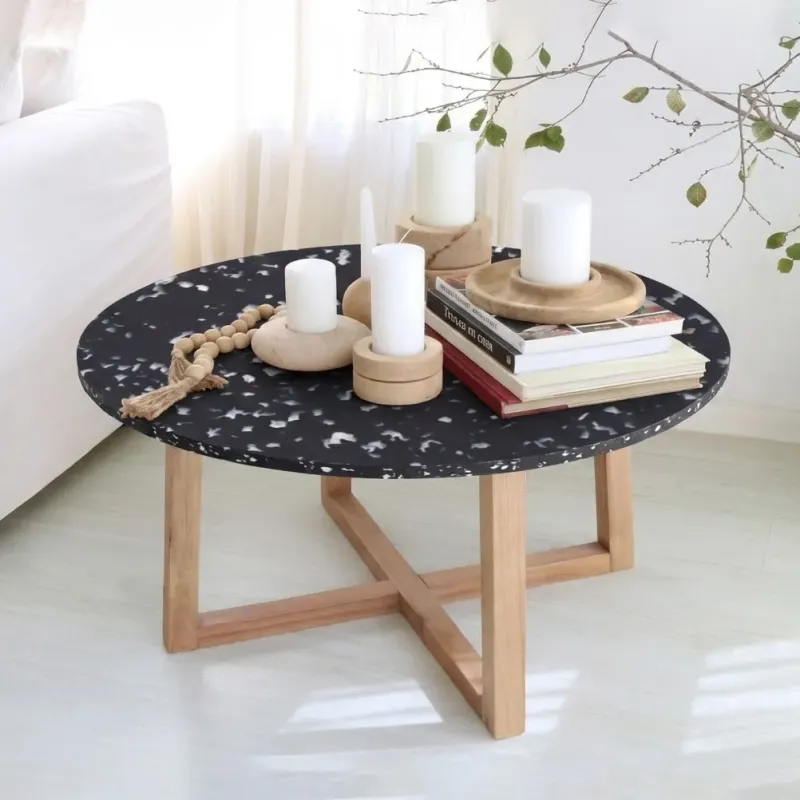 Mesa de centro fabricada en plástico reciclado, mobiliario sustentable de Revivir
